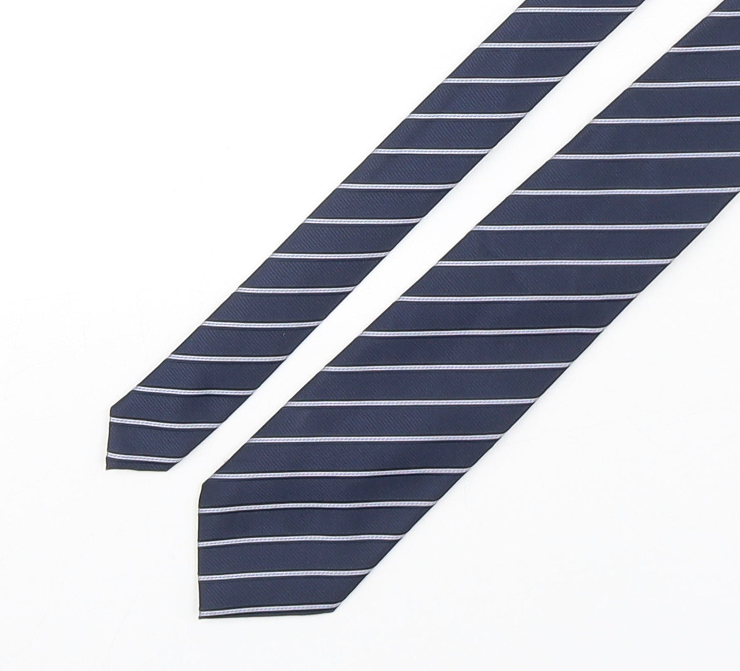 Marks and Spencer Mens Blue Striped Polyester Pointed Tie One Size