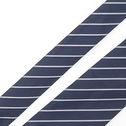 Marks and Spencer Mens Blue Striped Polyester Pointed Tie One Size