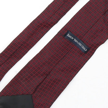 Savoy Taylors Guild Mens Red Geometric Silk Pointed Tie One Size