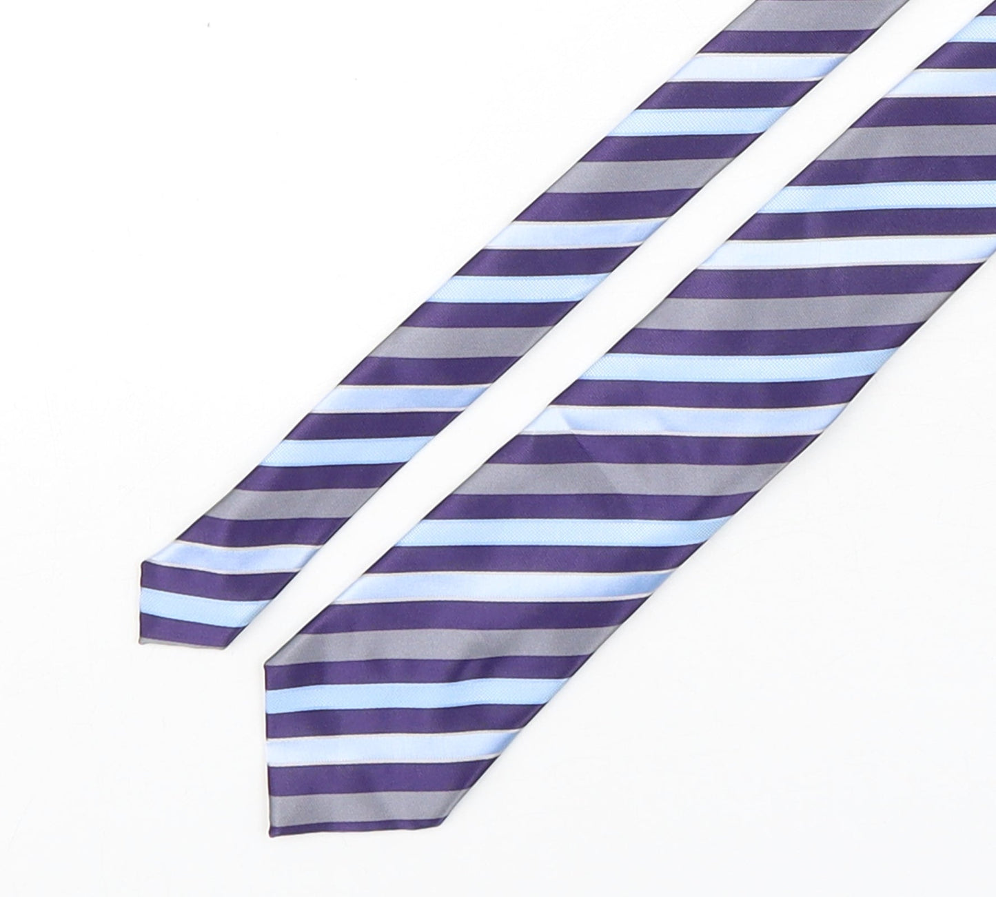 Marks and Spencer Mens Multicoloured Striped Polyester Pointed Tie One Size