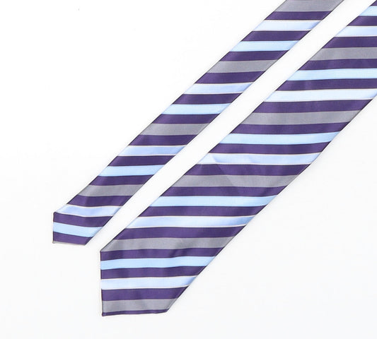 Marks and Spencer Mens Multicoloured Striped Polyester Pointed Tie One Size