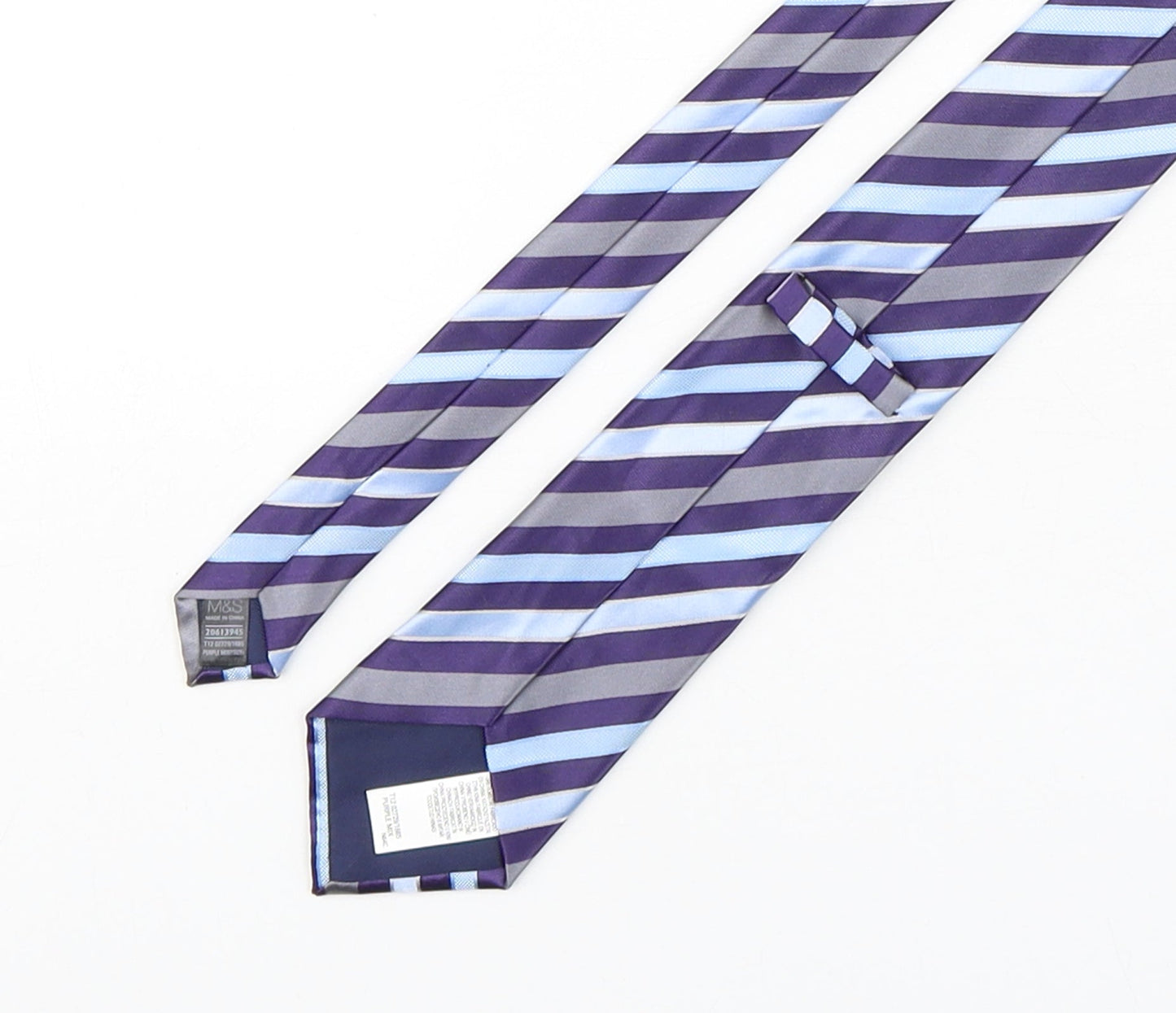 Marks and Spencer Mens Multicoloured Striped Polyester Pointed Tie One Size