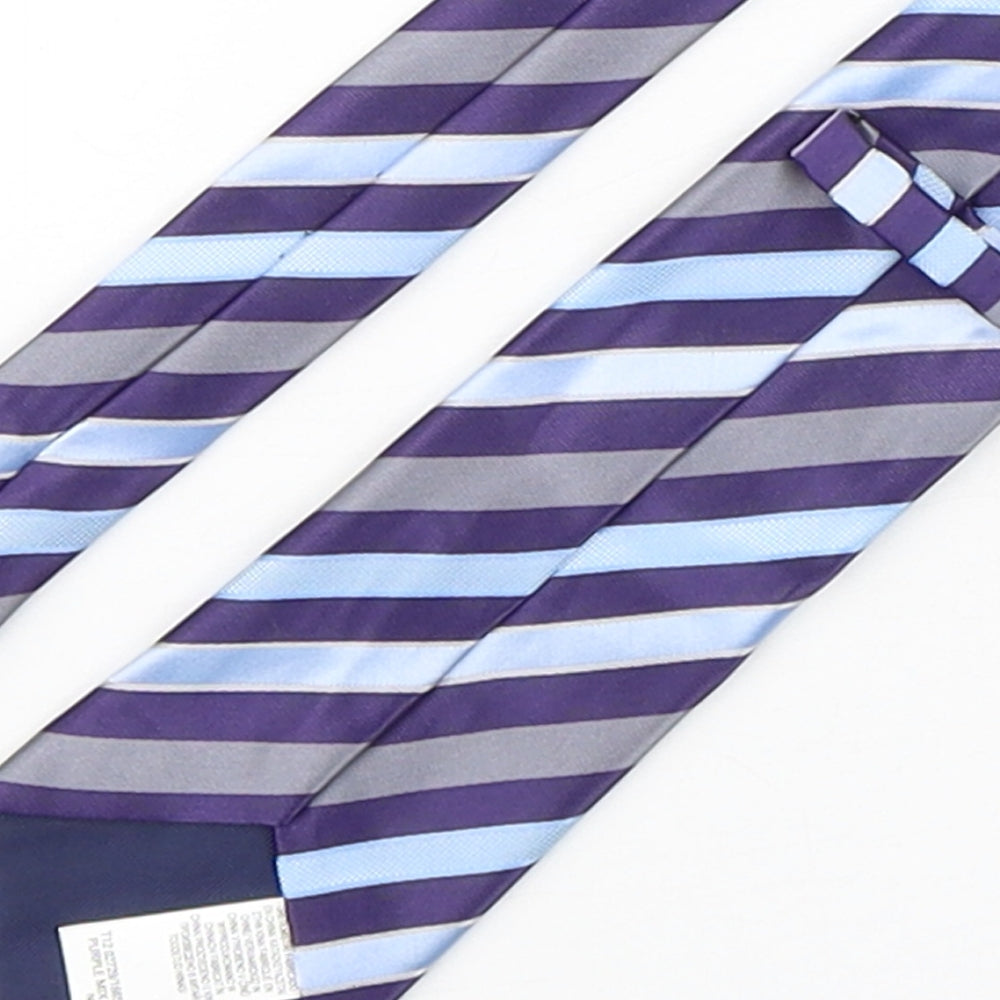 Marks and Spencer Mens Multicoloured Striped Polyester Pointed Tie One Size
