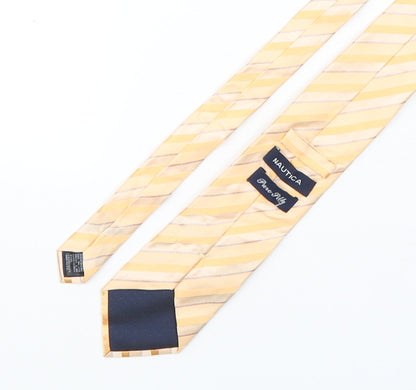 Nautica Mens Orange Striped Silk Pointed Tie One Size