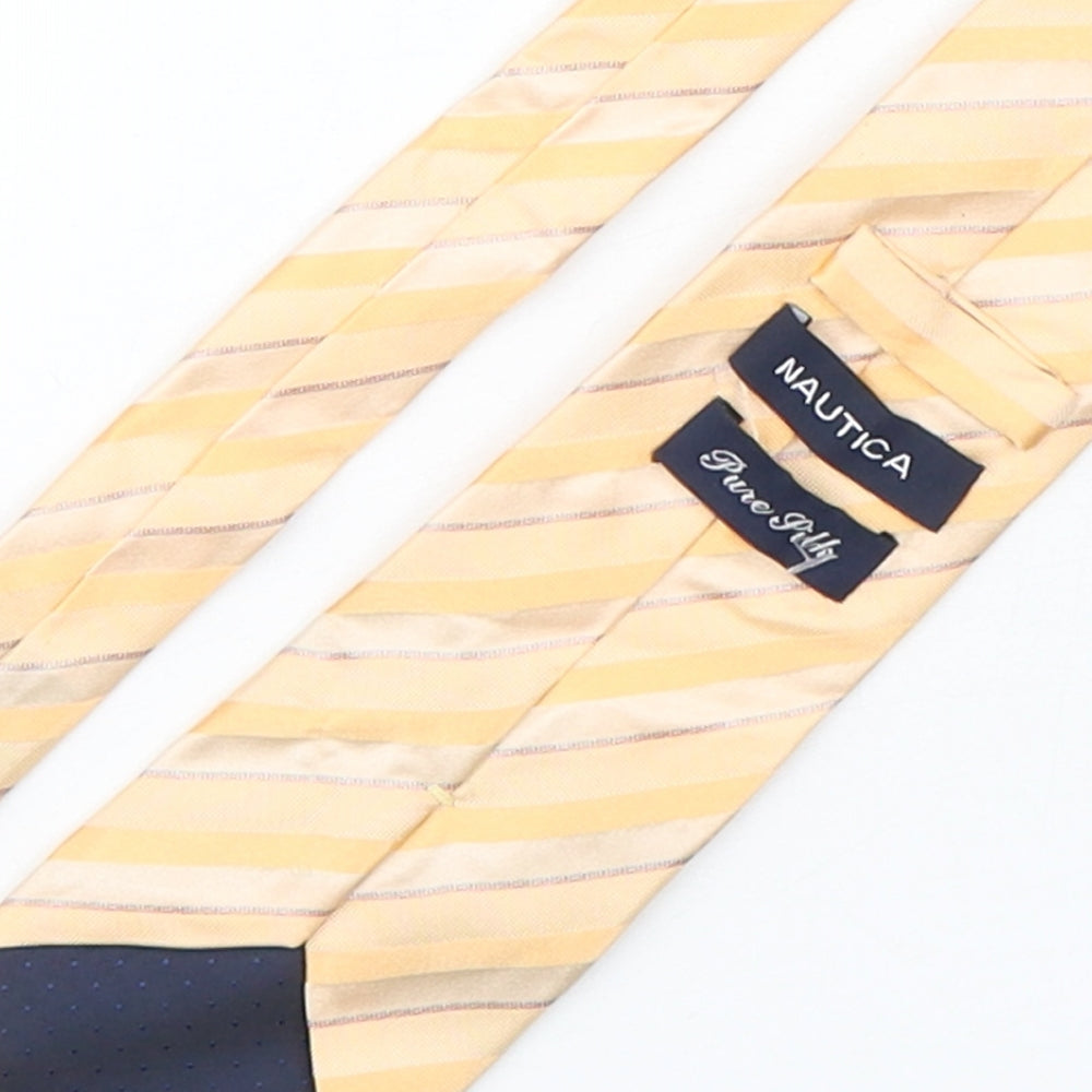 Nautica Mens Orange Striped Silk Pointed Tie One Size