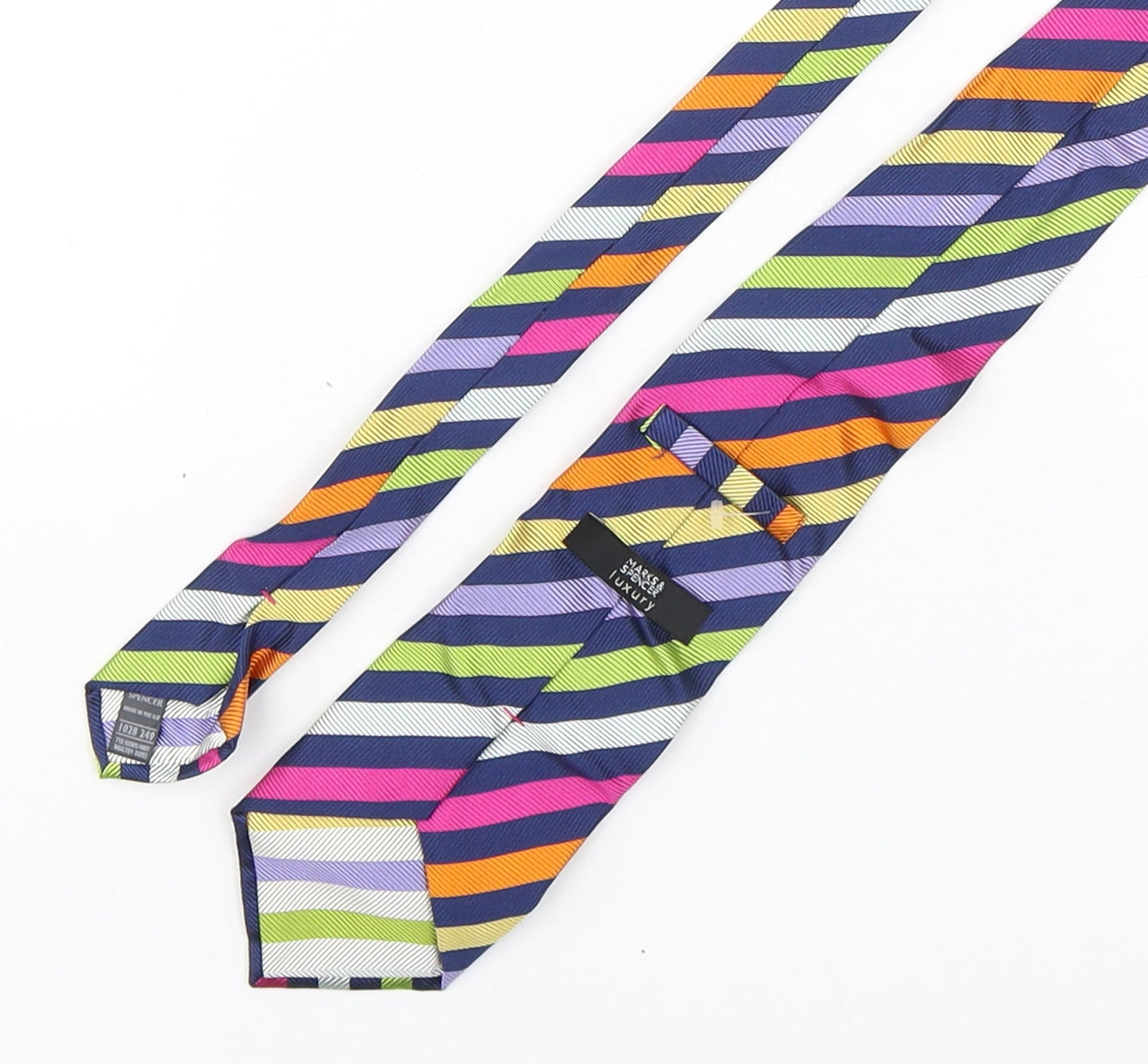 Marks and Spencer Mens Multicoloured Striped Silk Pointed Tie One Size