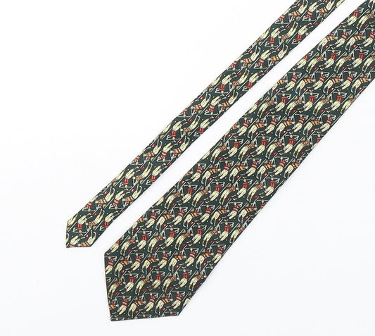 Rene Chagal Mens Multicoloured Geometric Silk Pointed Tie One Size - Golf