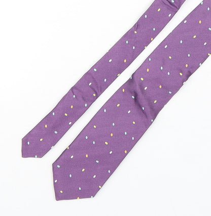 Marks and Spencer Mens Purple Polka Dot Silk Pointed Tie One Size