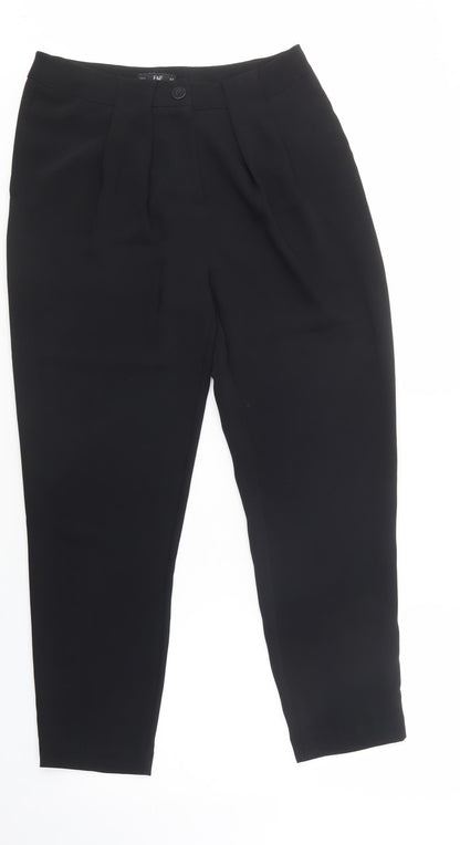 F&F Womens Black  Polyester Dress Pants Trousers Size 12 L28 in Regular Button