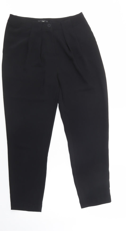 F&F Womens Black  Polyester Dress Pants Trousers Size 12 L28 in Regular Button