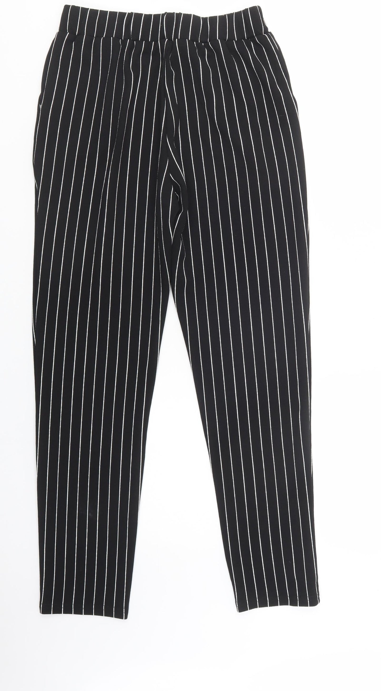 SheIn Womens Black Striped Polyester Trousers  Size M L29 in Regular