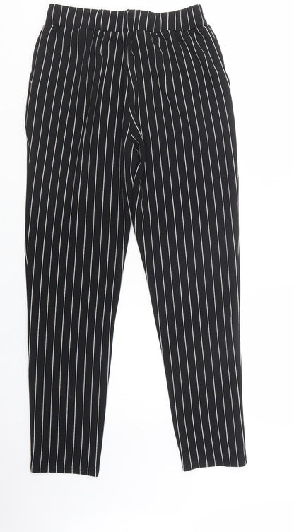 SheIn Womens Black Striped Polyester Trousers  Size M L29 in Regular