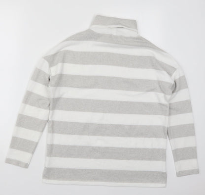 TU Womens Grey Roll Neck Striped Polyester Pullover Jumper Size 10