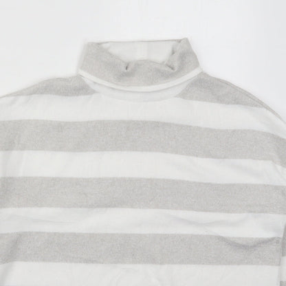 TU Womens Grey Roll Neck Striped Polyester Pullover Jumper Size 10