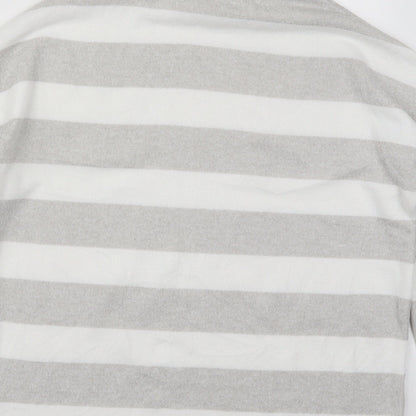 TU Womens Grey Roll Neck Striped Polyester Pullover Jumper Size 10