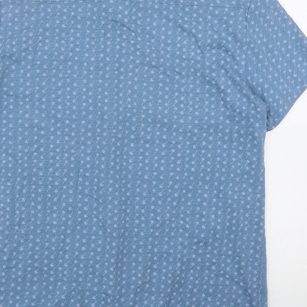 ACW 85 Mens Blue Geometric Cotton  Button-Up Size L Collared Button