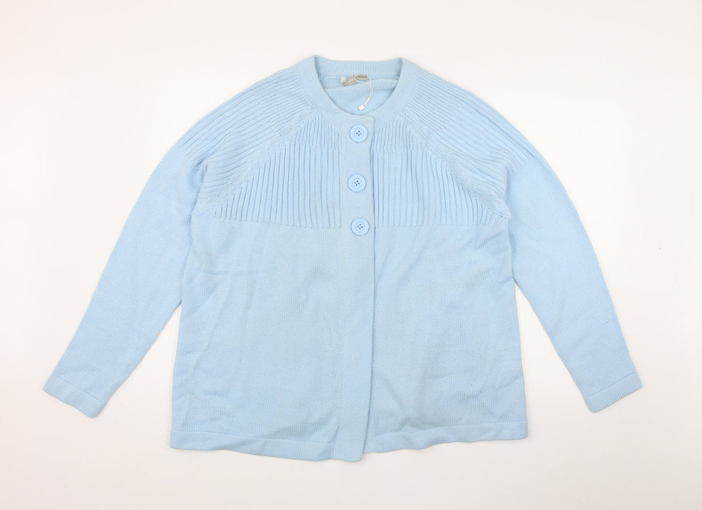 Anthology Womens Blue Round Neck  Acrylic Cardigan Jumper Size 20