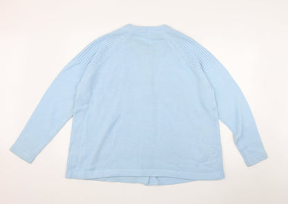 Anthology Womens Blue Round Neck  Acrylic Cardigan Jumper Size 20