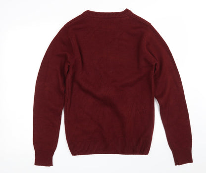 NEXT Mens Red Crew Neck  Acrylic Pullover Jumper Size S   - Christmas Jumper