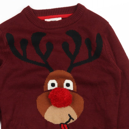 NEXT Mens Red Crew Neck  Acrylic Pullover Jumper Size S   - Christmas Jumper