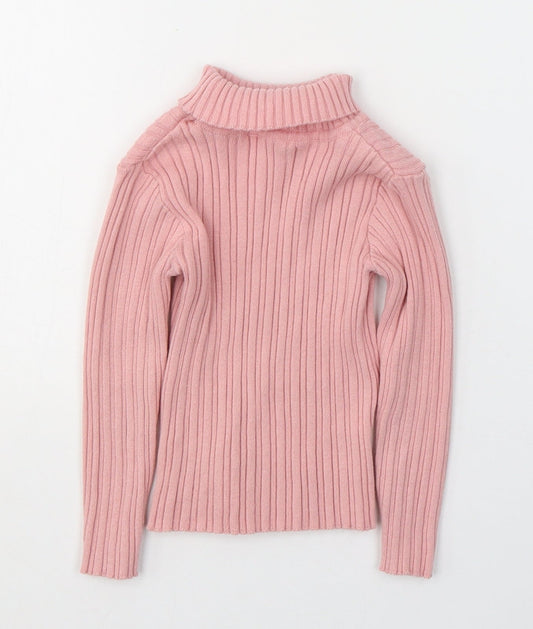 Nutmeg Girls Pink  Cotton Jersey Casual Size 2-3 Years Roll Neck Pullover