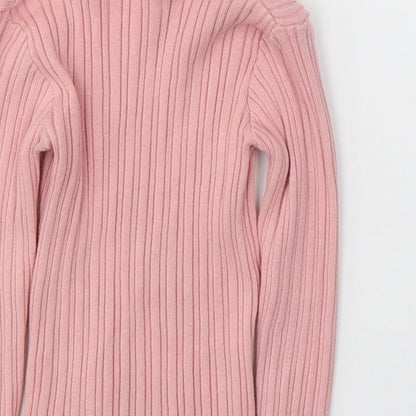 Nutmeg Girls Pink  Cotton Jersey Casual Size 2-3 Years Roll Neck Pullover