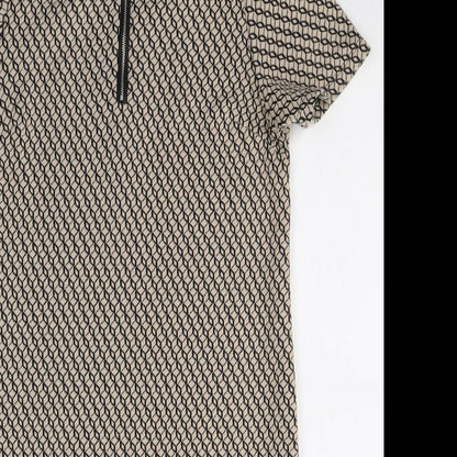 Dorothy Perkins Womens Beige Geometric Polyester Pencil Dress  Size 8  Round Neck Pullover