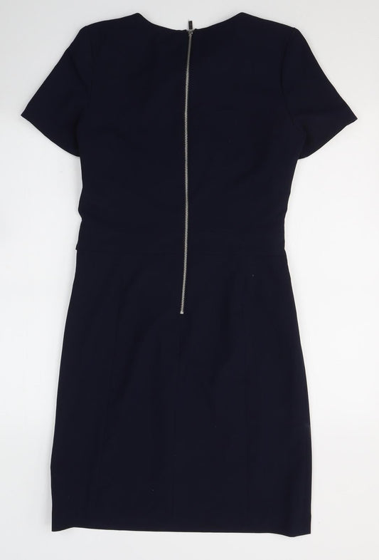NEXT Womens Blue  Polyester A-Line  Size 8  Round Neck Zip