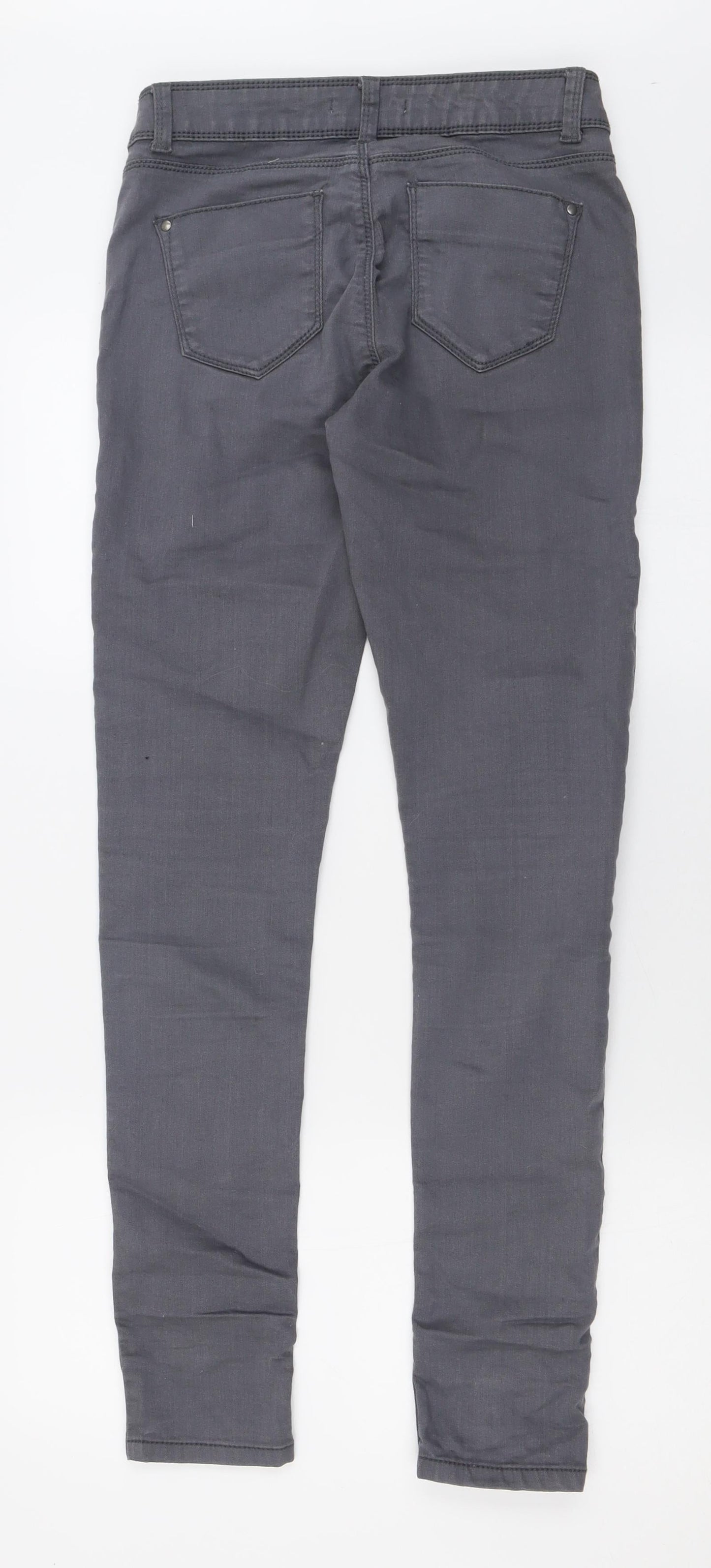 Dorothy Perkins Womens Grey  Cotton Skinny Jeans Size 8 L30 in Regular Button