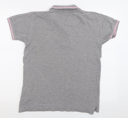 Piere Candin Mens Grey  Cotton  Polo Size S Collared Button