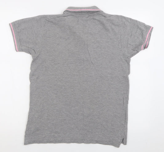 Piere Candin Mens Grey  Cotton  Polo Size S Collared Button