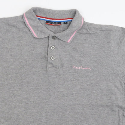 Piere Candin Mens Grey  Cotton  Polo Size S Collared Button