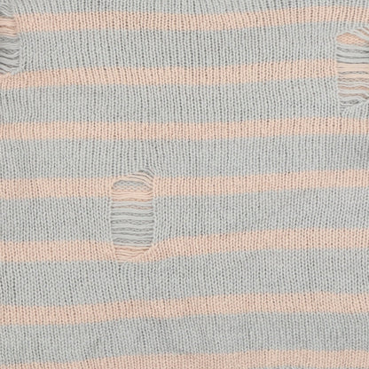 Primark Womens Grey Crew Neck Striped Acrylic Pullover Jumper Size L