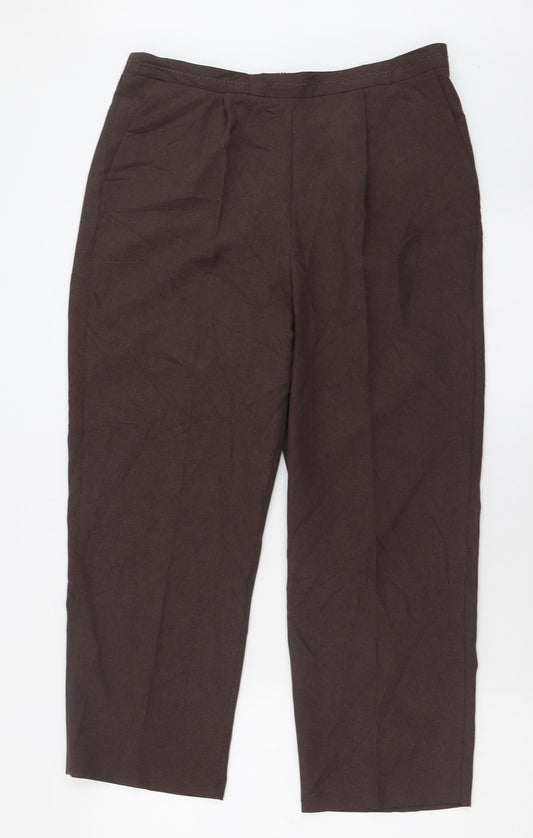 Bm collection Womens Brown  Polyester Cropped Trousers Size 14 L25 in Regular