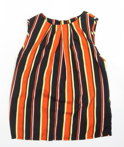 Influence Womens Multicoloured Striped Polyester Basic Blouse Size 12 Round Neck