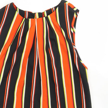 Influence Womens Multicoloured Striped Polyester Basic Blouse Size 12 Round Neck