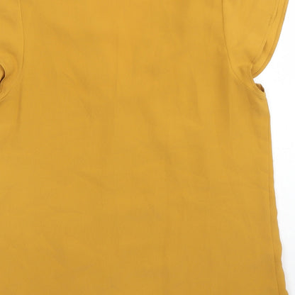 Papaya Womens Yellow  Polyester Basic Blouse Size 8 V-Neck