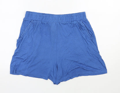 NEXT Womens Blue  Viscose Sweat Shorts Size 12 L3 in Regular Pull On