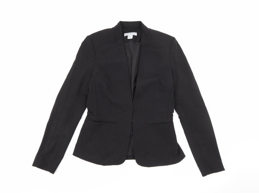 H&M Womens Black  Viscose Jacket Blazer Size 8