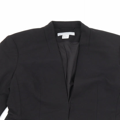 H&M Womens Black  Viscose Jacket Blazer Size 8