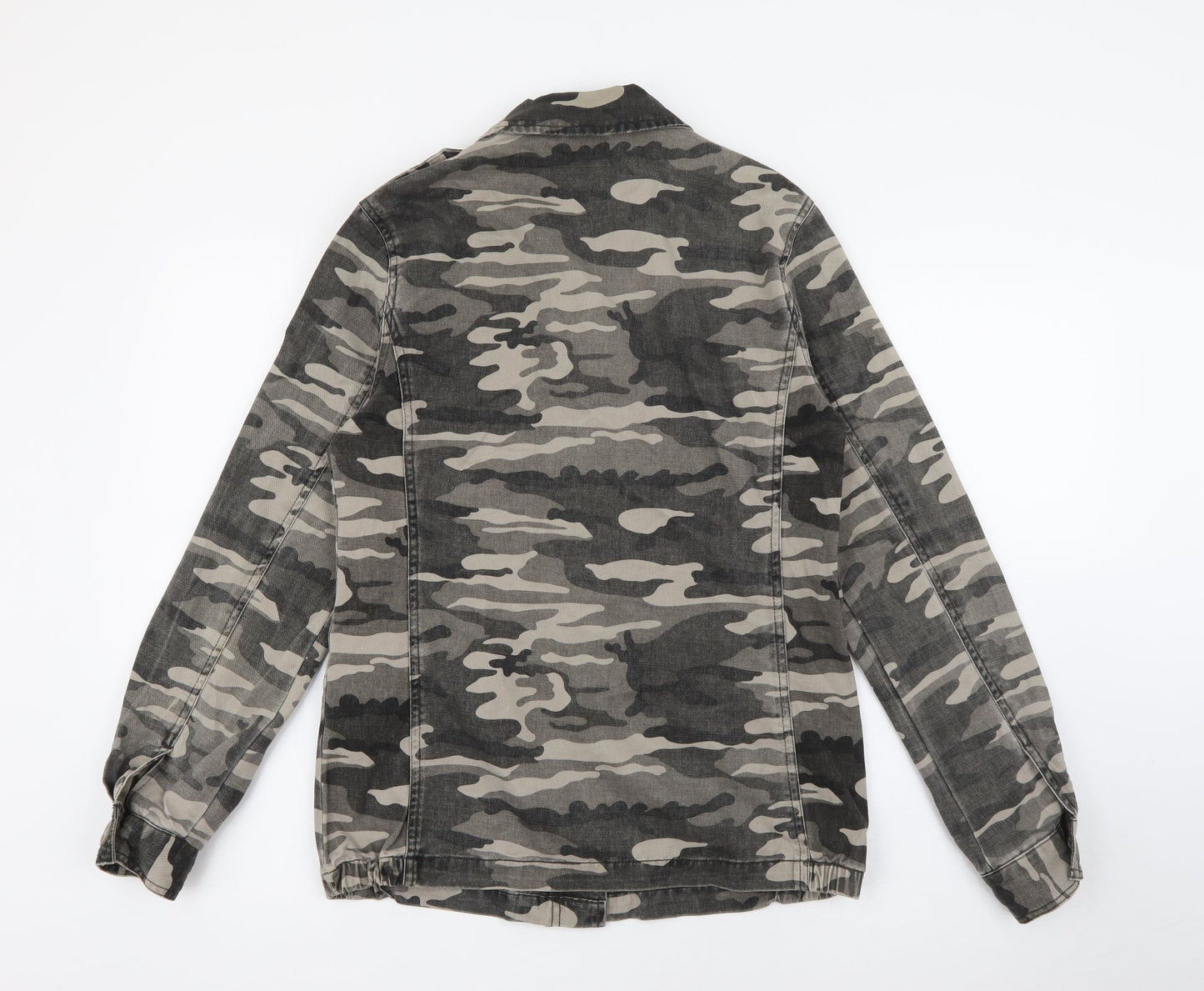 Primark Womens Green Camouflage  Military Jacket Jacket Size 6  Button