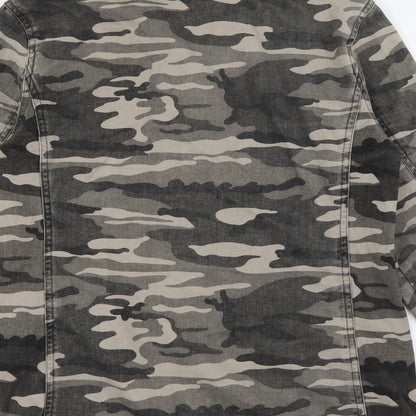 Primark Womens Green Camouflage  Military Jacket Jacket Size 6  Button