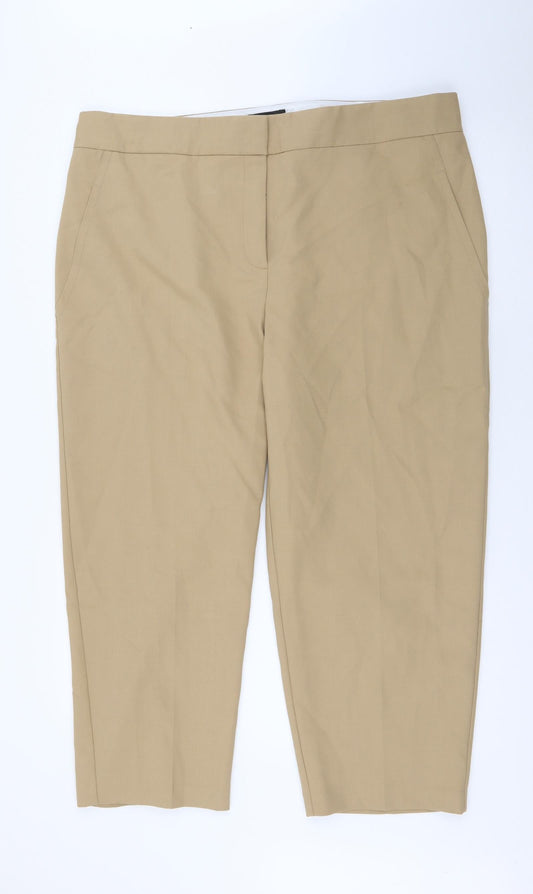 Autograph Womens Beige  Polyester Trousers  Size 20 L24 in Regular Button