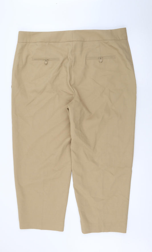 Autograph Womens Beige  Polyester Trousers  Size 20 L24 in Regular Button