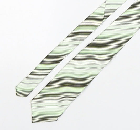 Michelsons Mens Green Striped Polyester Pointed Tie One Size