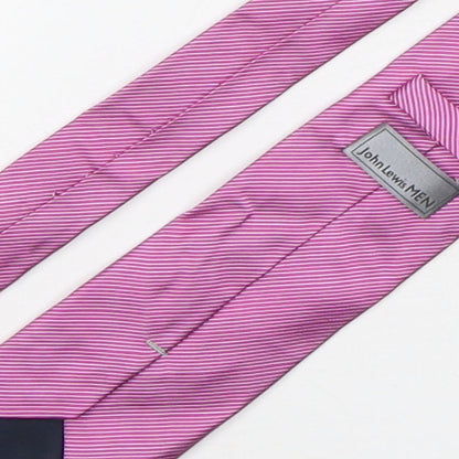 John Lewis  Mens Pink Striped Silk Pointed Tie One Size