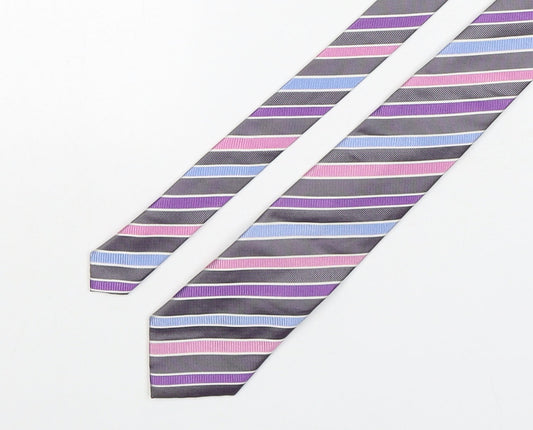 Marks and Spencer Mens Multicoloured Striped Silk Pointed Tie One Size