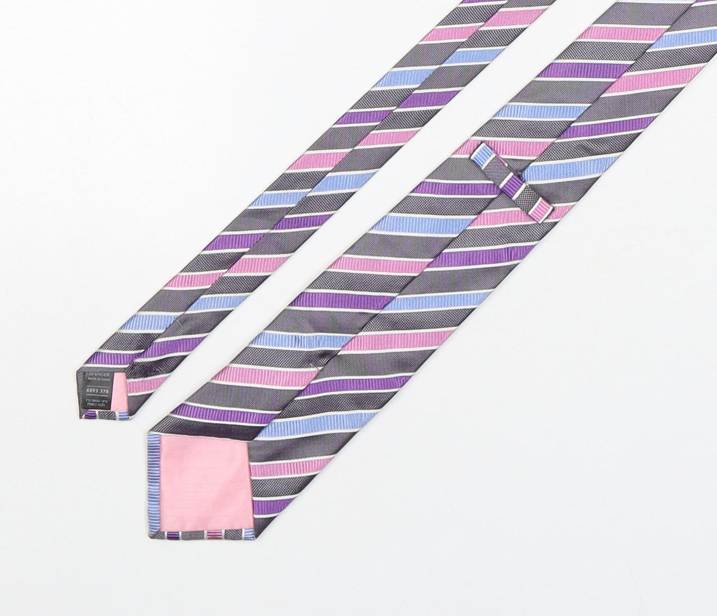 Marks and Spencer Mens Multicoloured Striped Silk Pointed Tie One Size