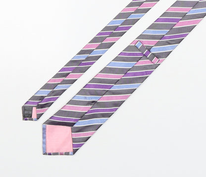 Marks and Spencer Mens Multicoloured Striped Silk Pointed Tie One Size