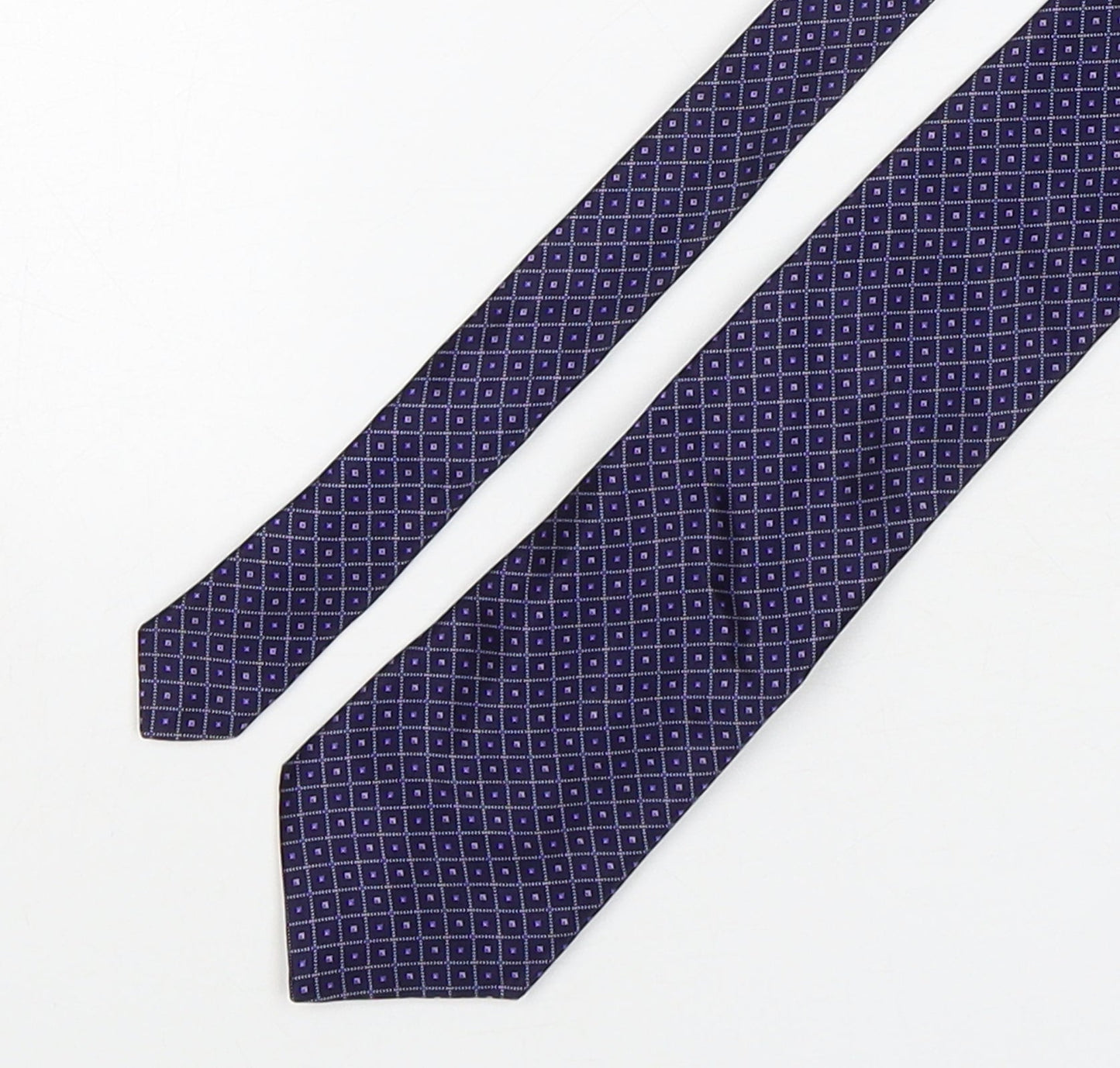 Marks and Spencer Mens Purple Plaids & Checks Silk Pointed Tie One Size